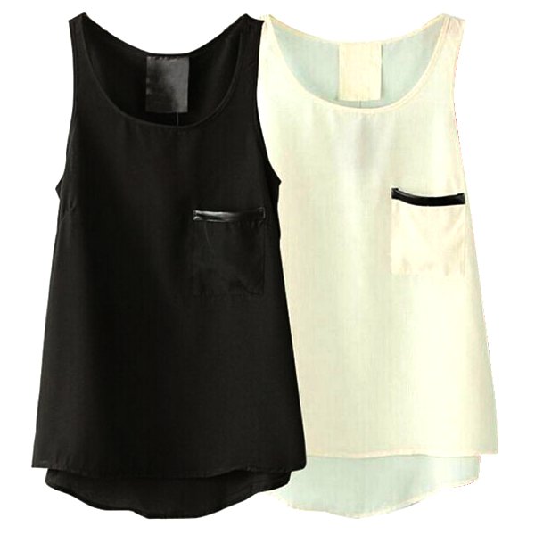 Chiffon-Pocket-Tank-For-Women-Black-And-White-Sleeveless-Shirts-983006