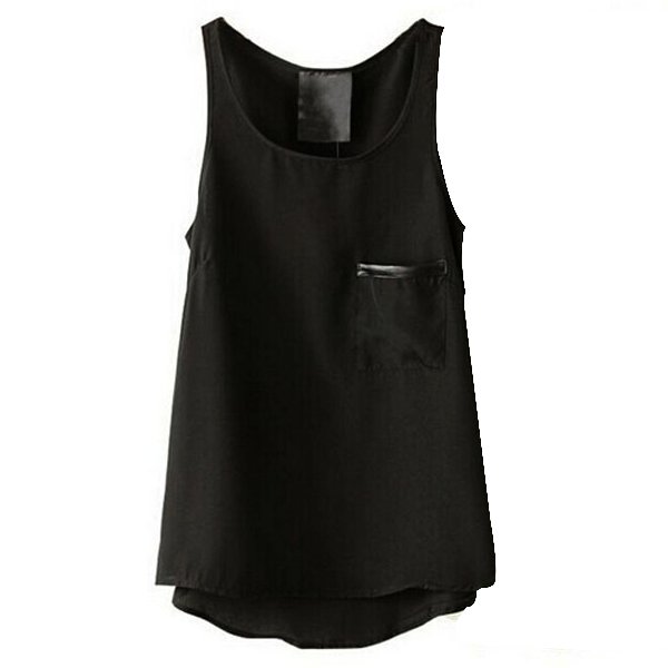 Chiffon-Pocket-Tank-For-Women-Black-And-White-Sleeveless-Shirts-983006