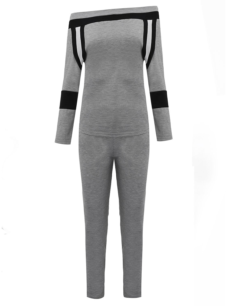 Casual-Sport-Gray-Stripe-Patchwork-Off-Shoulder-Women-Tracksuit-1034265