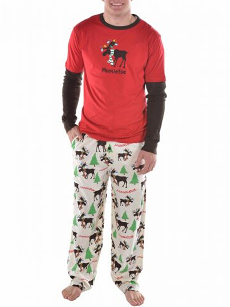 Fawn-Print-Christmas-Parent-Child-Long-Sleeve-Home-Tracksuit-Set-1376426