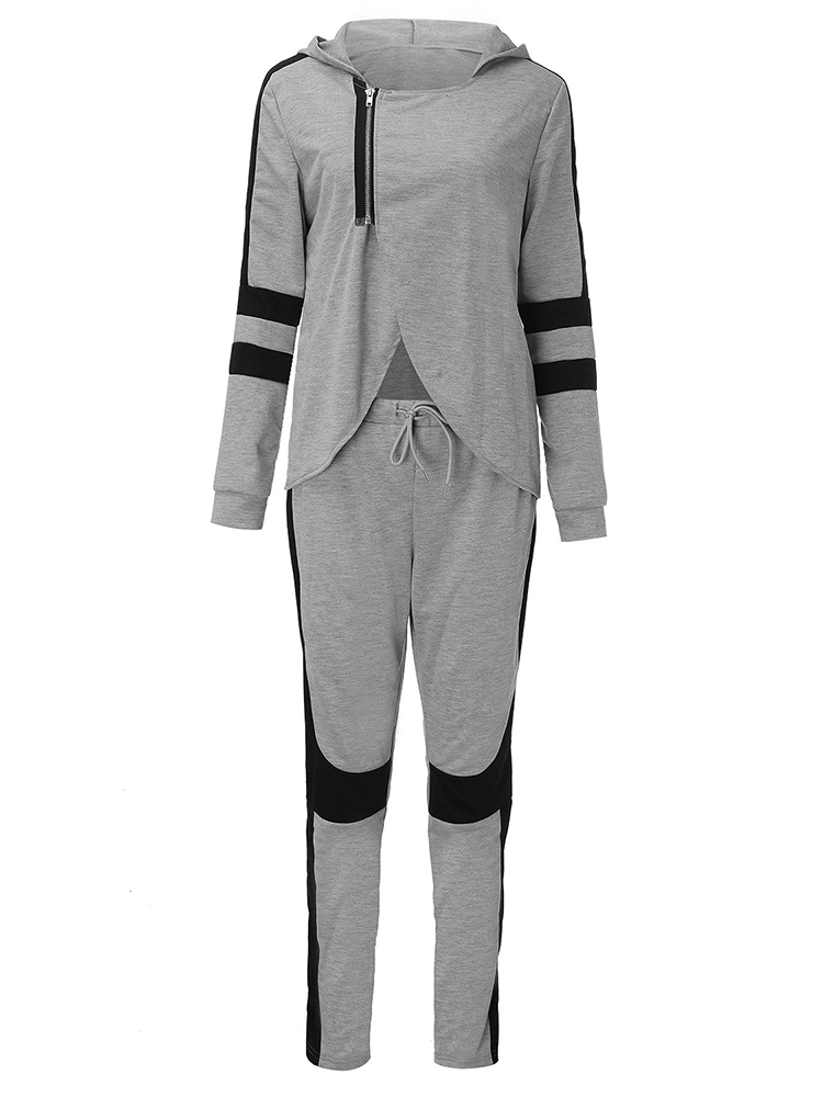 Sexy-Gray-Black-Patchwork-Zipper-Split-Hood-Women-Tracksuit-Sportsuit-1031973