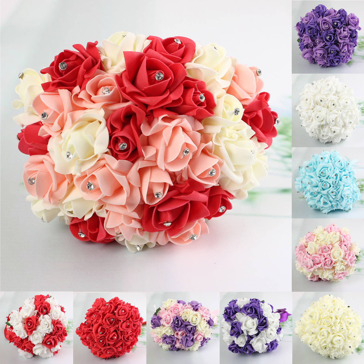 30-Heads-Colourfast-Foam-Roses-Crystal-Artificial-Flower-Home-Wedding-Bride-Bouquet-Party-Decoration-1025636