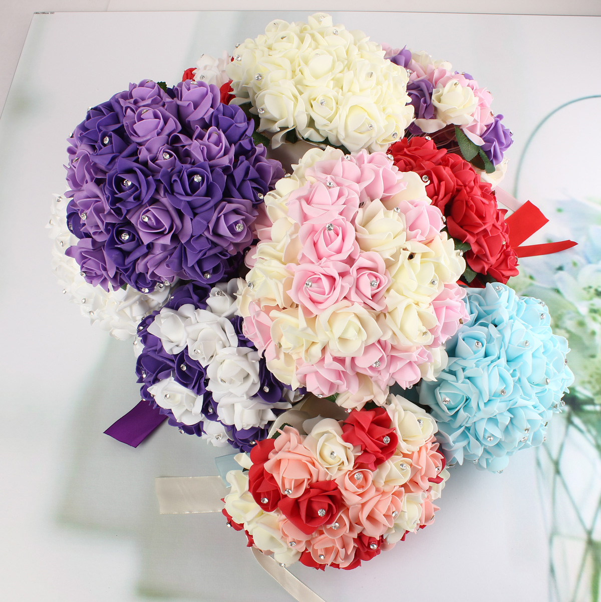 30-Heads-Colourfast-Foam-Roses-Crystal-Artificial-Flower-Home-Wedding-Bride-Bouquet-Party-Decoration-1025636