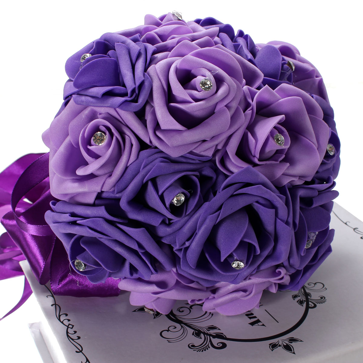 30cm--118-Crystal-Foam-Flower-Roses-Wedding-Bridal-Bridesmaid-Bouquet-Posy-1013494