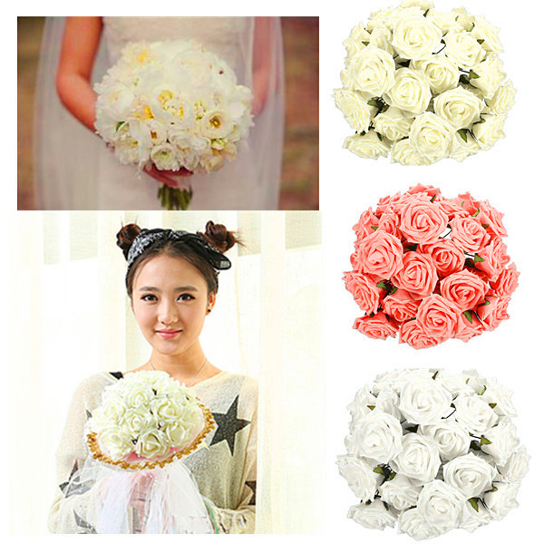 50X-Foam-Artificial--Flower-Wedding-Party-Bridal-Bouquet-Decor-DIY-943837