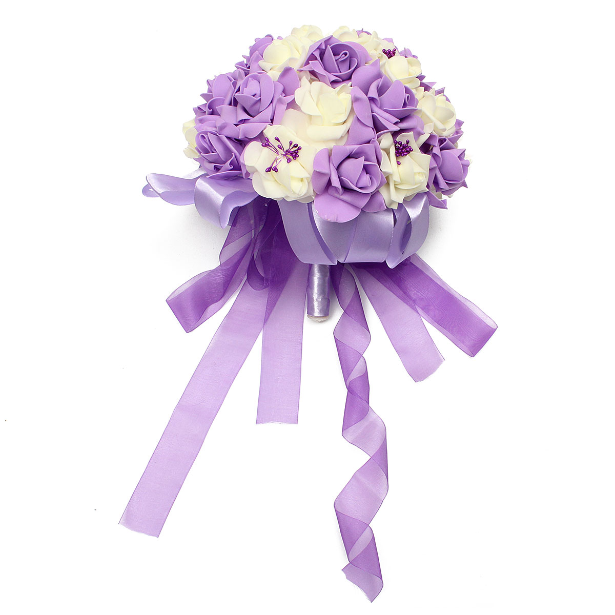 Bride-Artificial-Foam-Roses-Bouquet-Pink-Purple-Silk-Ribbon-Wedding-Bridesmaid-Flower-Girls-1065993
