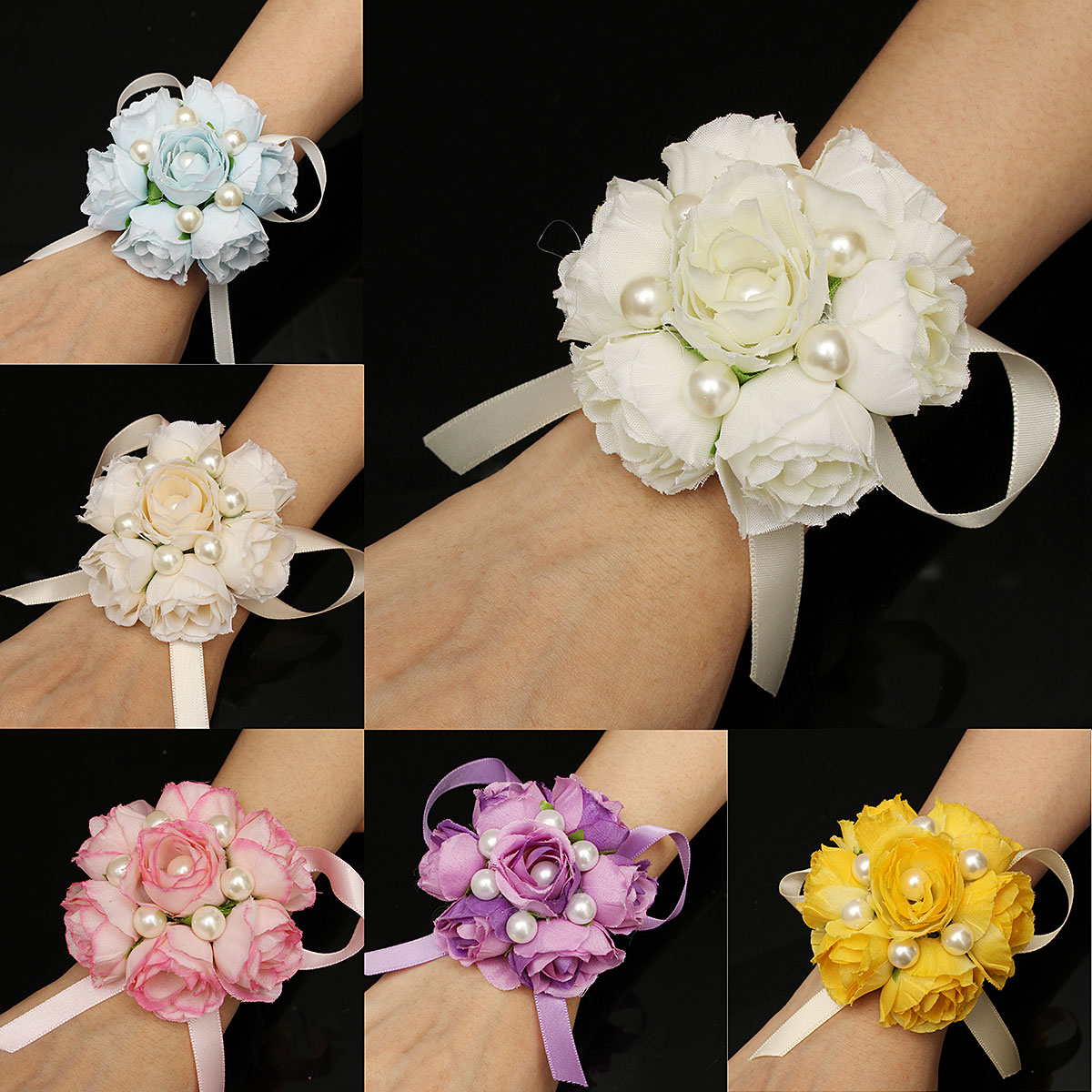 Bridemaid-Silk-Rose-Flower-Pearl-Bracelet-Wrist-Corsage-Wedding-Party-Bridal-Accessories-1047592