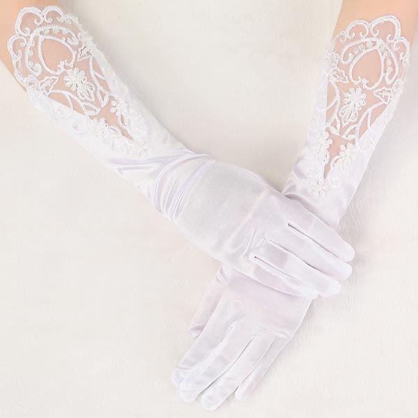 Bridal-Wedding-Dress-Finger-Lace--Satin-Party-Accessories-Gloves-933732