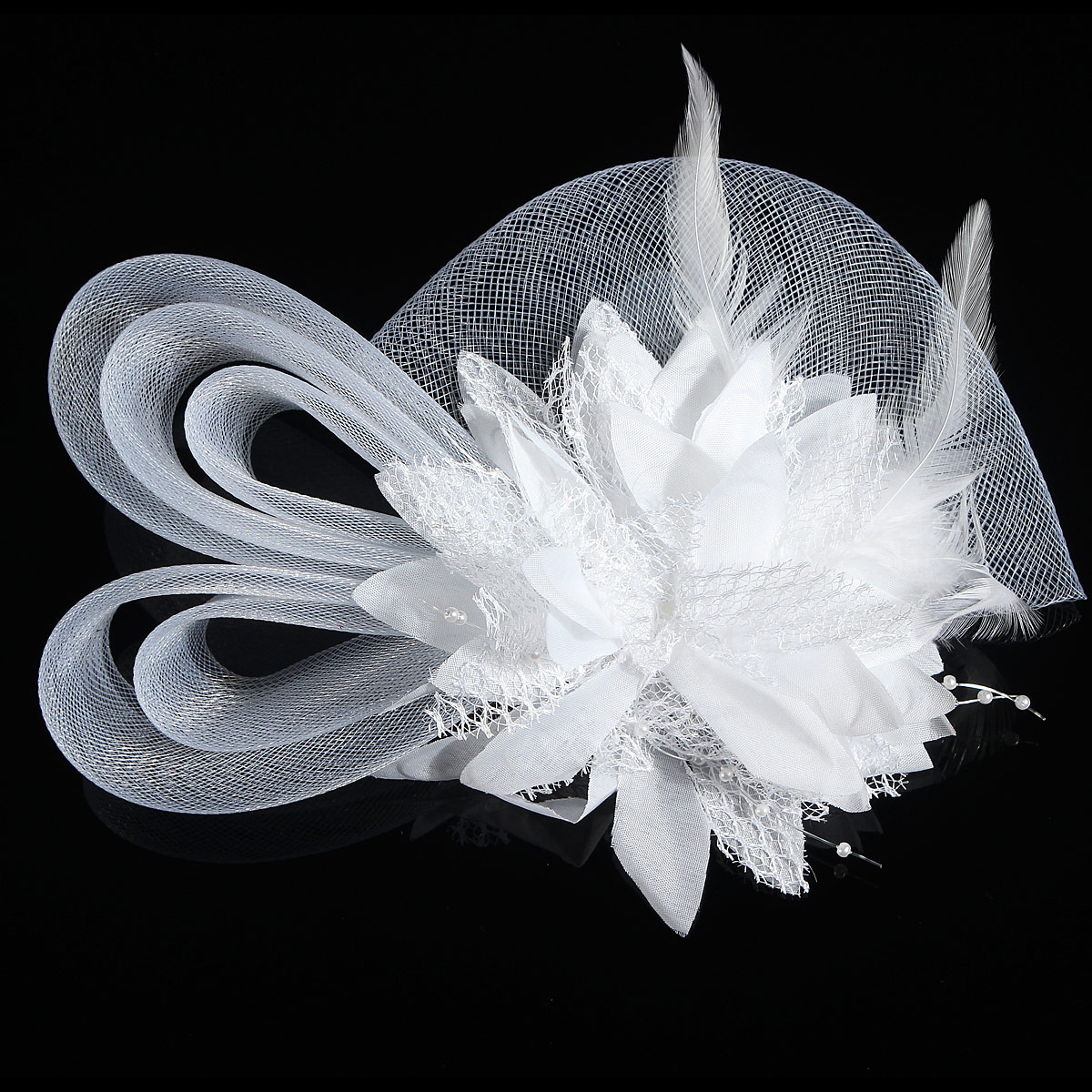 Bridal-Wedding-Sweet-Small-Flower-Feather-Headdress-Hat-Clip-Hair-Band-970208