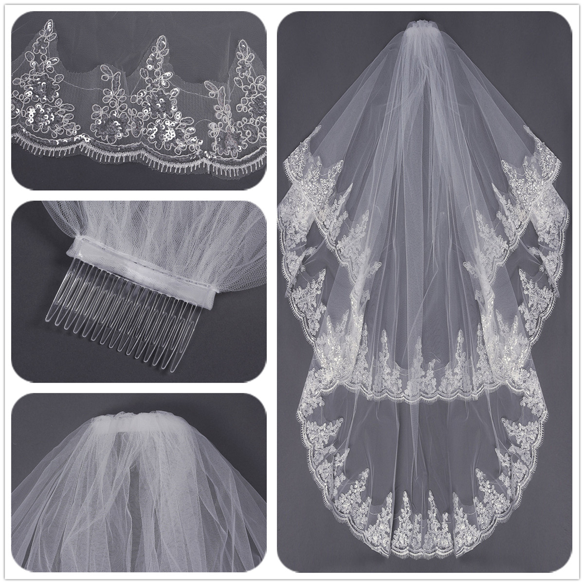 2-Layers-Embroidery-Lace-Pearl-Beaded-Edge-Bridal-Wedding-Elbow-Veil-With-Comb-1018671