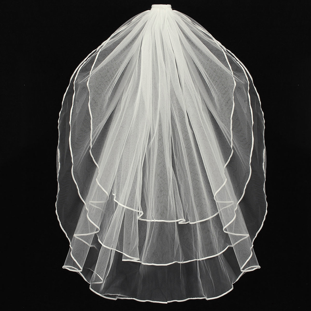 3-Layers-Bride-Ivory-White-Wedding-Bridal-Short-Satin-Edge-Veil-With-Comb-1025630