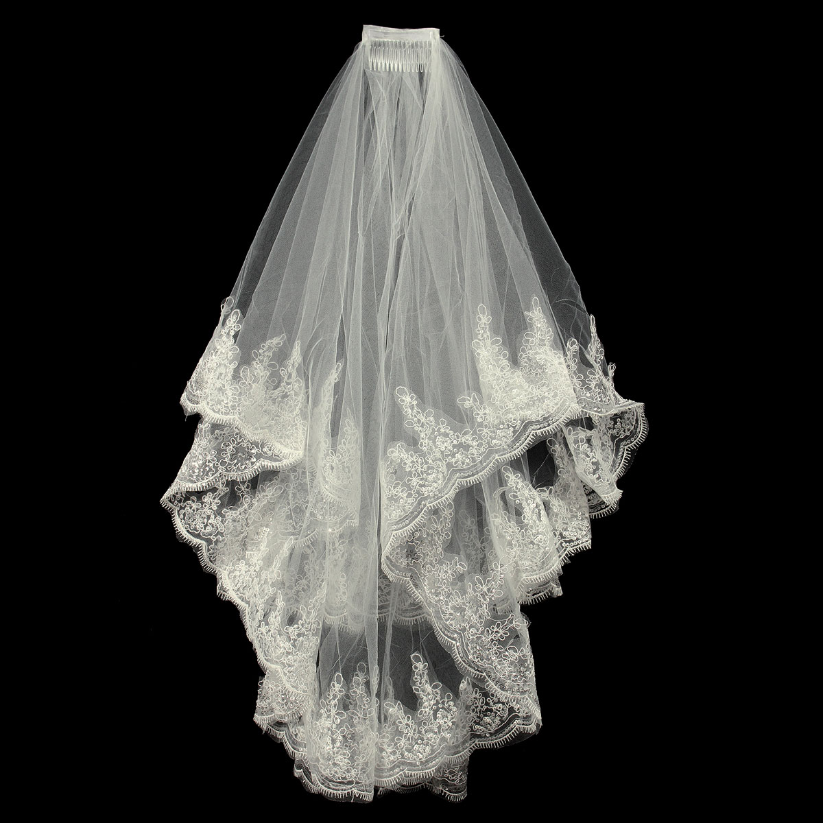 Bride-2-Layers-Lace-Sequin-Decorative-Edge-Bridal-Wedding-Elbow-Veil-With-Comb-1085026