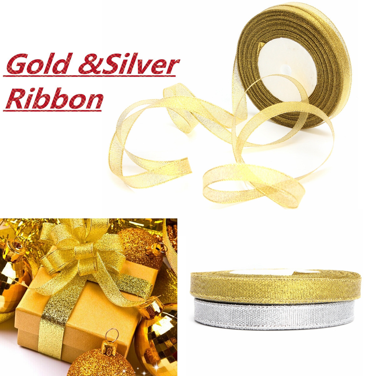 12mm-25-Yards-Wire-Edge-Gold-Silver-glitter-Effect-Ribbon-Wedding-Party-Gift-Packing-Accessories-1028723