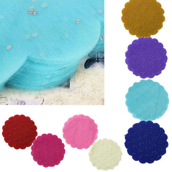 100PCS-Candy-Color-Glitter-Tulle-Round-Circles-Wedding-Gift-Wrap-DIY-930549