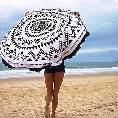 150CM-Bohemia-Black-White-Round-Hippie-Tapestry-Throw-Mandala-Towel-Yoga-Mat-Shawl-Beach-Gowns-1076213