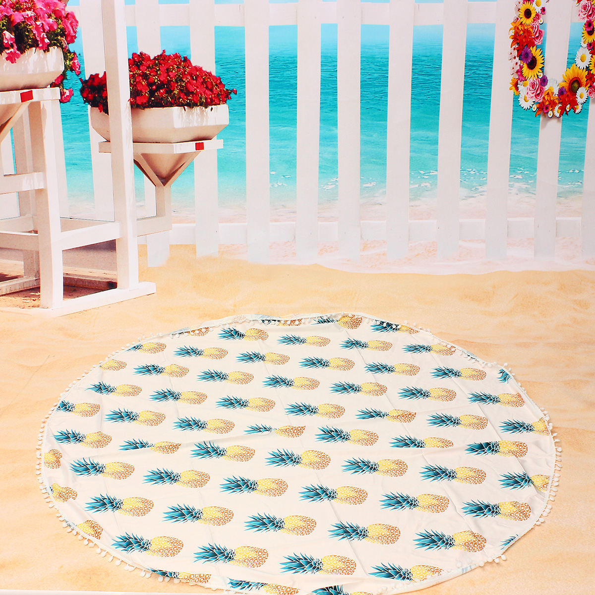 150CM-Pineapple-Pattern-Round-Yoga-Mat-Beach-Printing-Towel-Shawl-Wall-Hanging-Tapestry-1075864