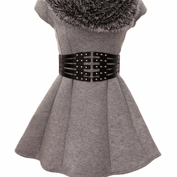 Women-Girl-Pu-Leather-Rivet-Wide-Round-Button-Belt-Elastic-Dress-Accessories-1064960