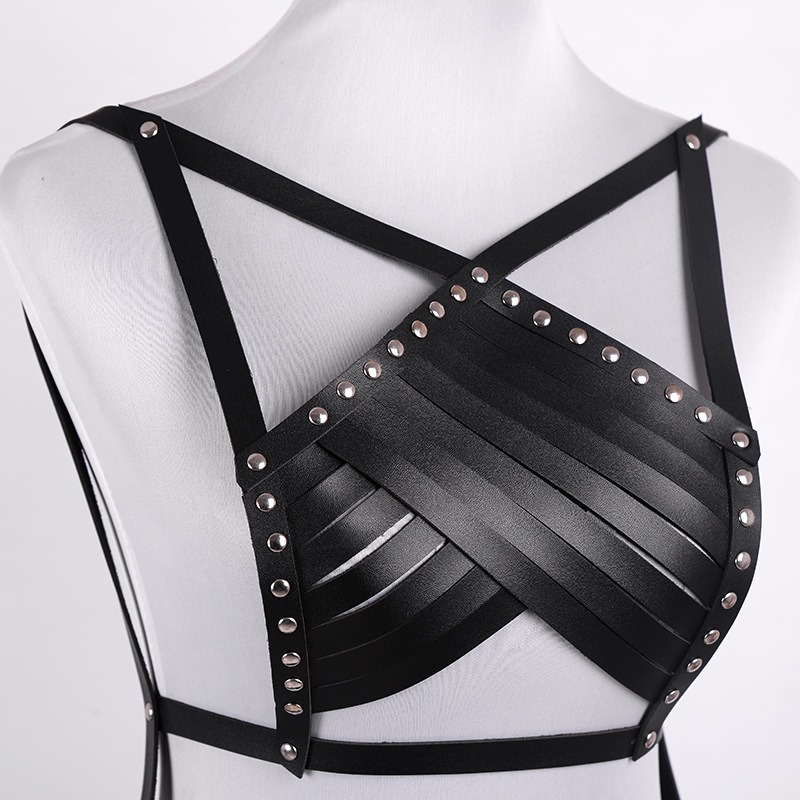 Women-PU-Leather-Upper-Body-Binding-Rivet-Star-Straps-Tieband-Single-Lap-Adjustable-Fashion-Belt-1406433