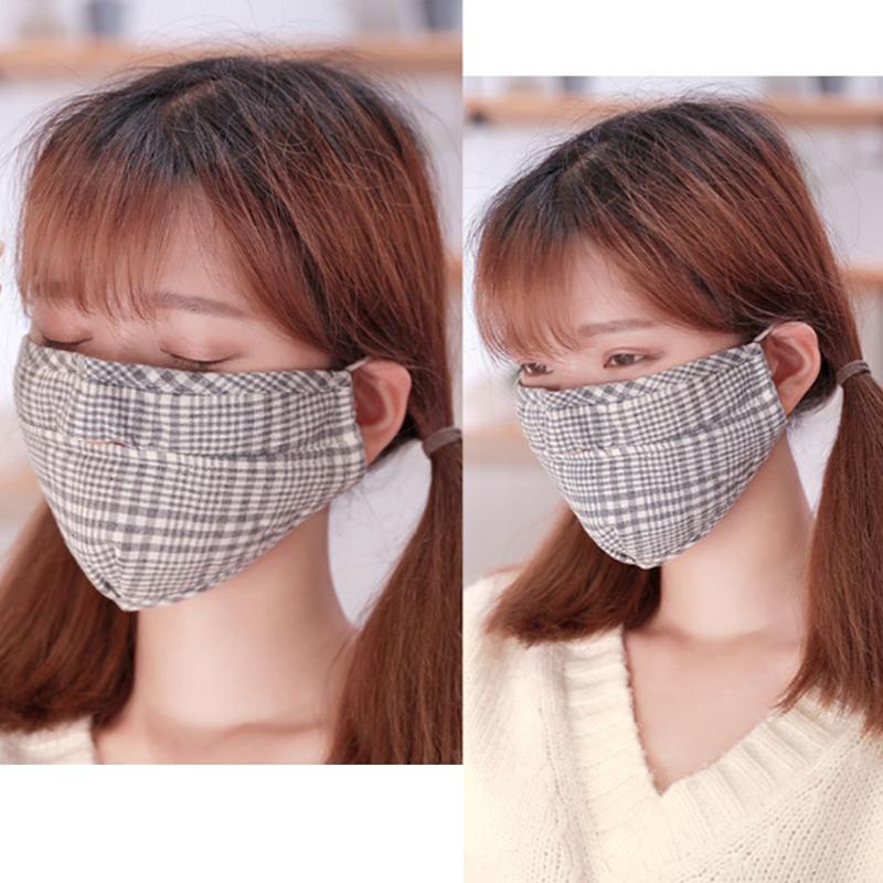 Unisex-Cotton-Plaid-Mask-Warm-Dustproof-Breathable-Riding-Face-Mask-1381000