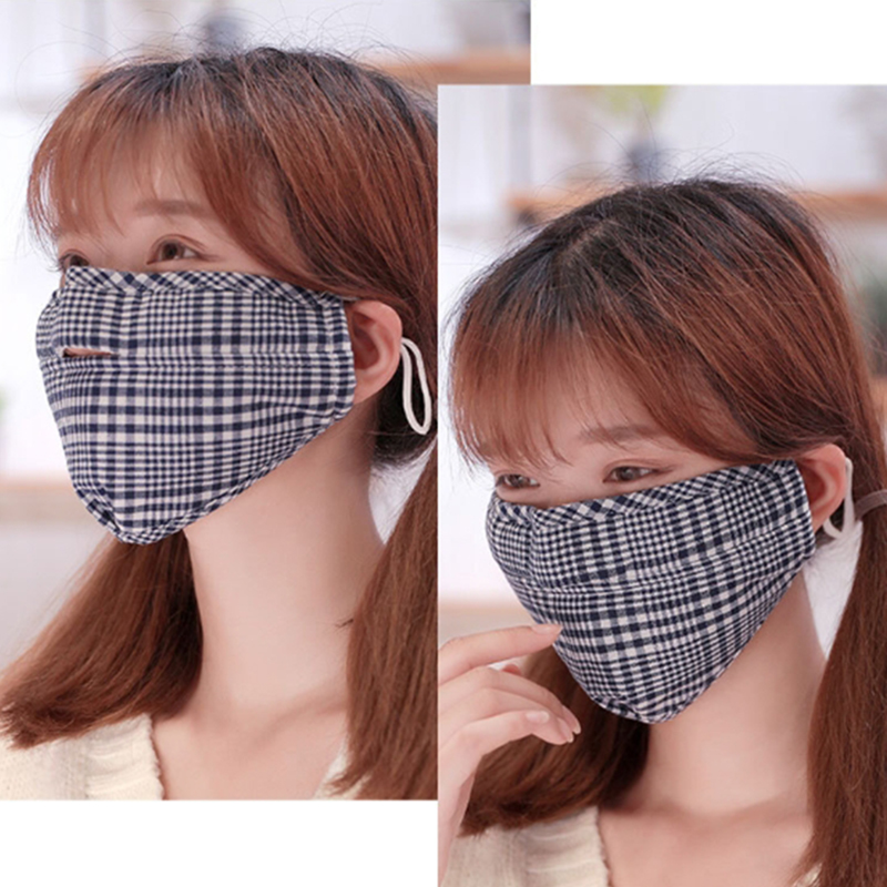 Unisex-Cotton-Plaid-Mask-Warm-Dustproof-Breathable-Riding-Face-Mask-1381000