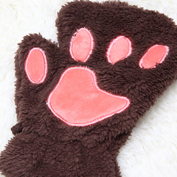 Women-Girls-Fluffy-Plush-Bear-Cat-Paw-Fingerless-Gloves--Paw-Glove-Winter-Warm-Mittens-1111520
