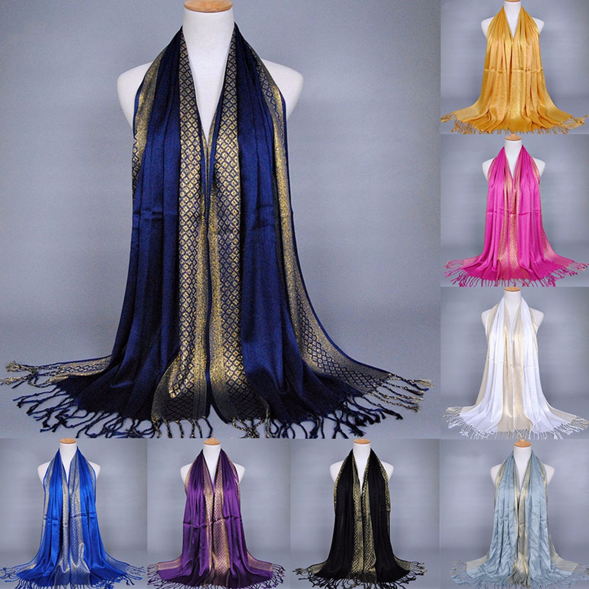 18060CM-Women-Ladies-Glitter-Shine-Cotton-Blend-Tassel-Scarf-Stole-Shawl-Wrap-Shimmer-Scarves-1084340