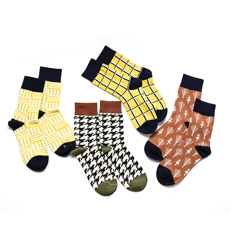 Men-Women-Outdoor-Fashion-Plaid-Socks-Middle-Tube-Socks-1391156