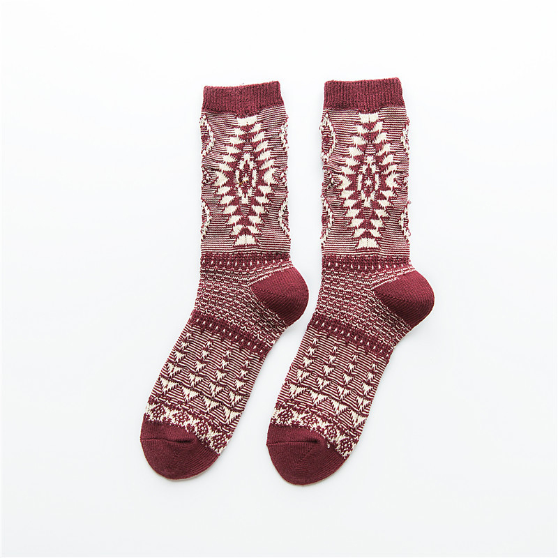 Winter-Ladies-Retro-Thick-Line-Middle-Tube-Sock-Jacquard-Plaid-Stripes-Casual-Outdoor-Ethnic-Socks-1368951