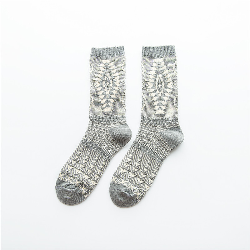 Winter-Ladies-Retro-Thick-Line-Middle-Tube-Sock-Jacquard-Plaid-Stripes-Casual-Outdoor-Ethnic-Socks-1368951