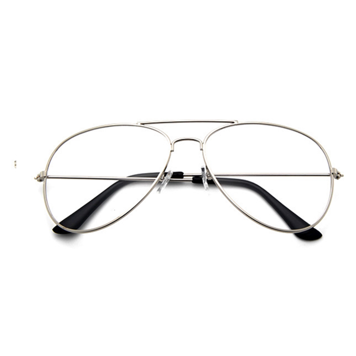 Unisex-Aviator-Pilot-Shape-Metal-Frame-Clear-Lens-Glasses-1123469