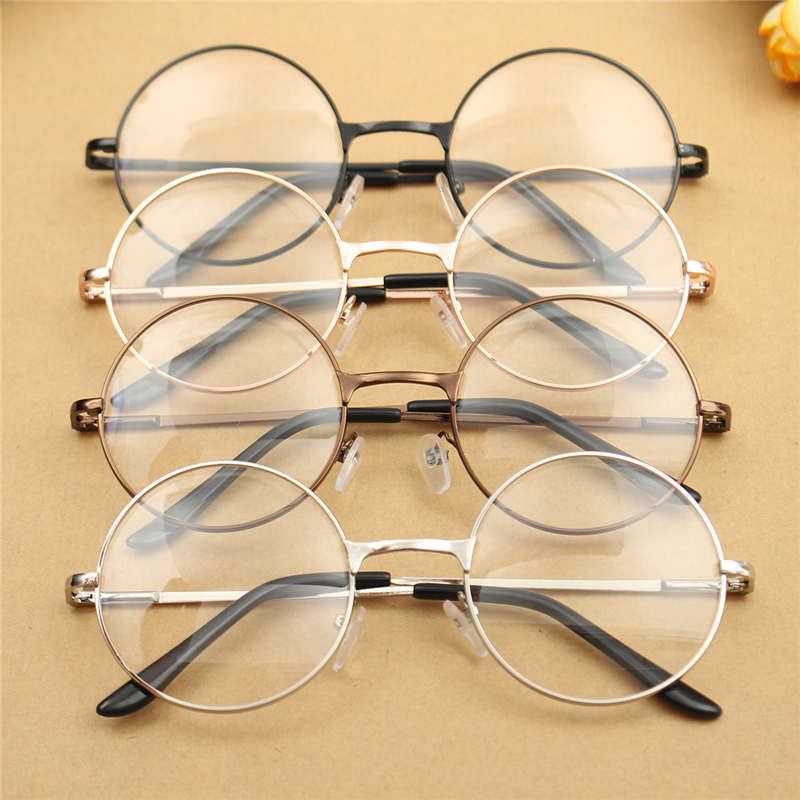 Unisex-Polycarbonate-Round-Oval-Metal-Rim-Plain-Glasses-Vintage-Eyeglasses-For-Men-Women-1063991
